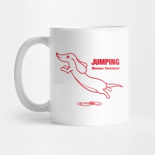 Miniature Dachshund JUMPING -Red- Mug